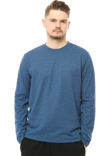 Defy's Erkek Uzun Kollu Bisiklet Yaka Tişört Indigo XL - Mavi